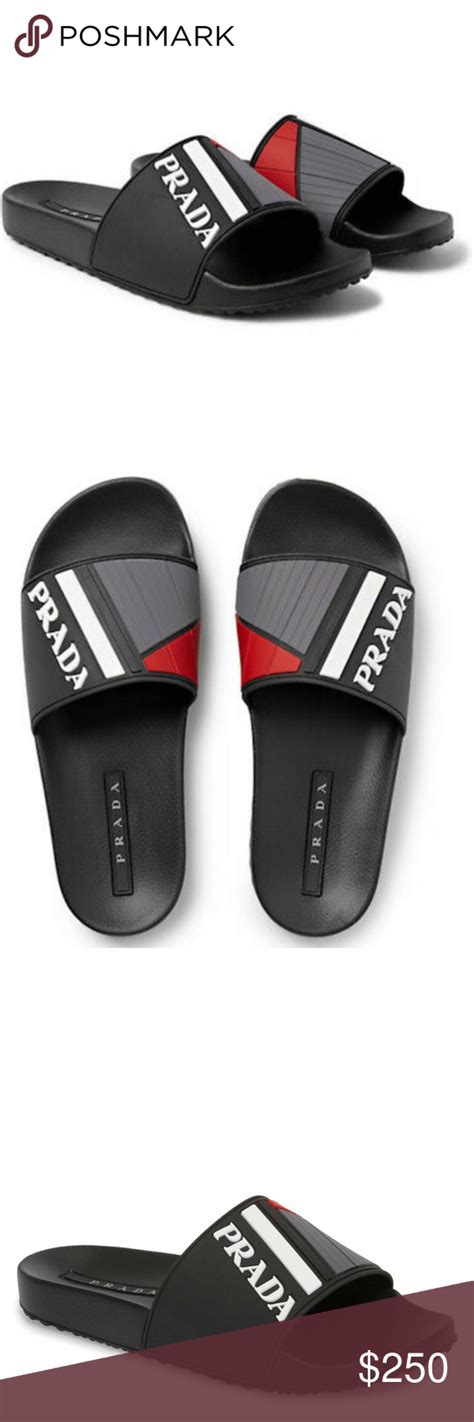 mens prada rubber flip flops|prada men's slide sandals.